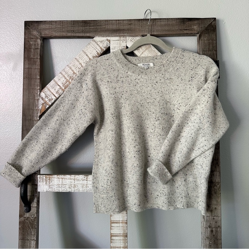 Women’s Madewell Grey Speckled Ash Pullover 100% Cashmere Sweater - Size M H1146